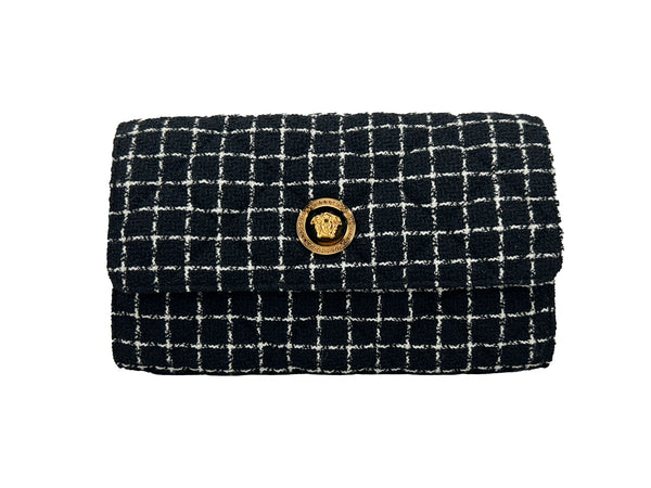 Versace Wallet on a Chain Fabric Black Crossbody Bag