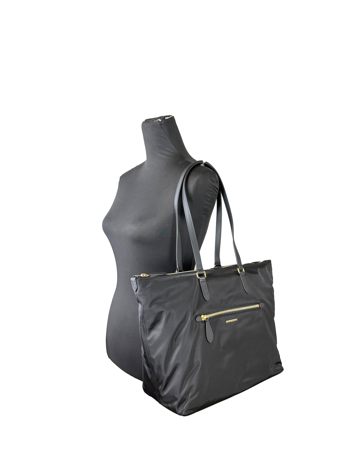 Burberry Nylon Large Zip Tote Shoulder Bag