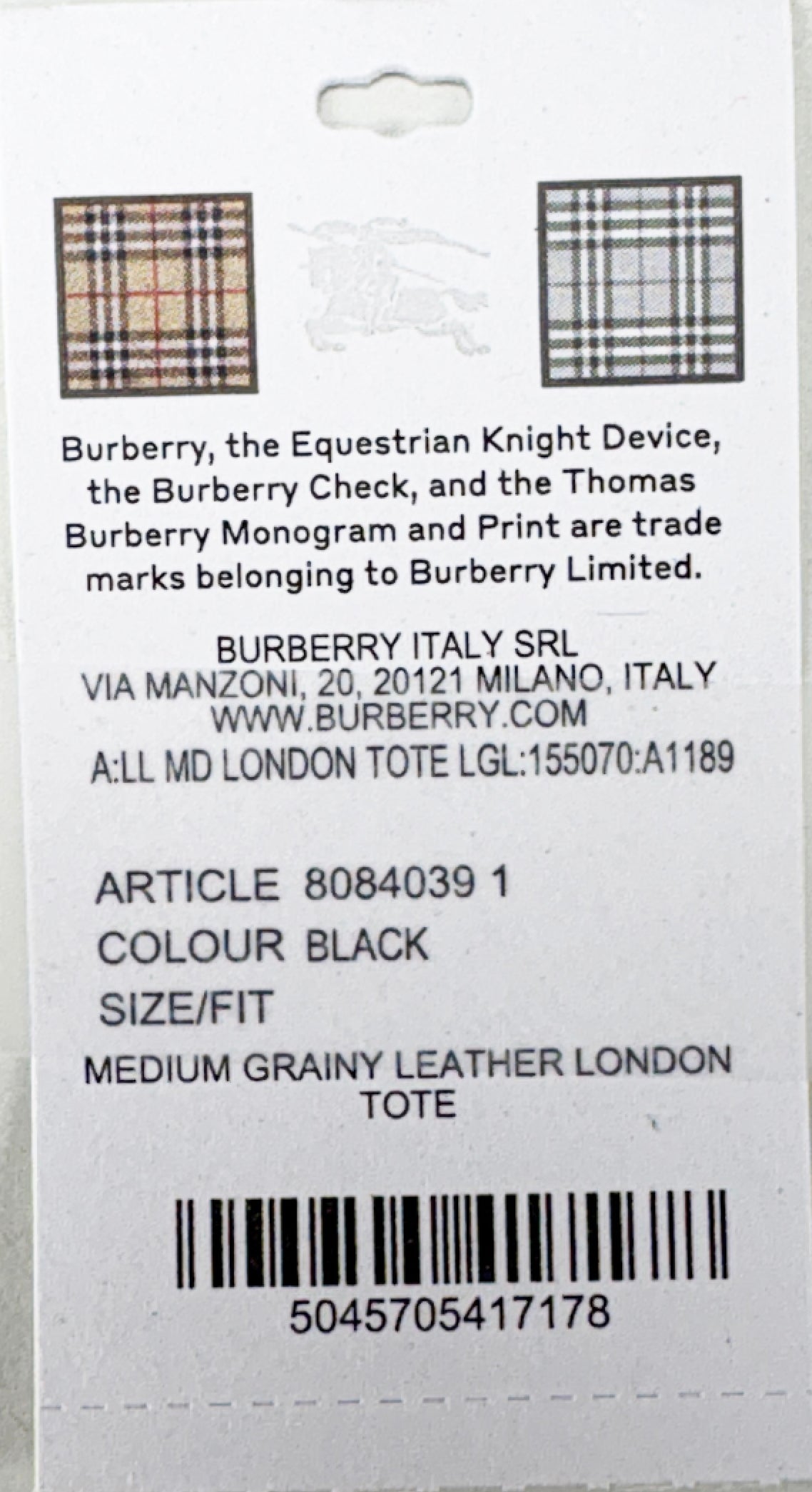 Burberry Medium London Leather Tote Bag