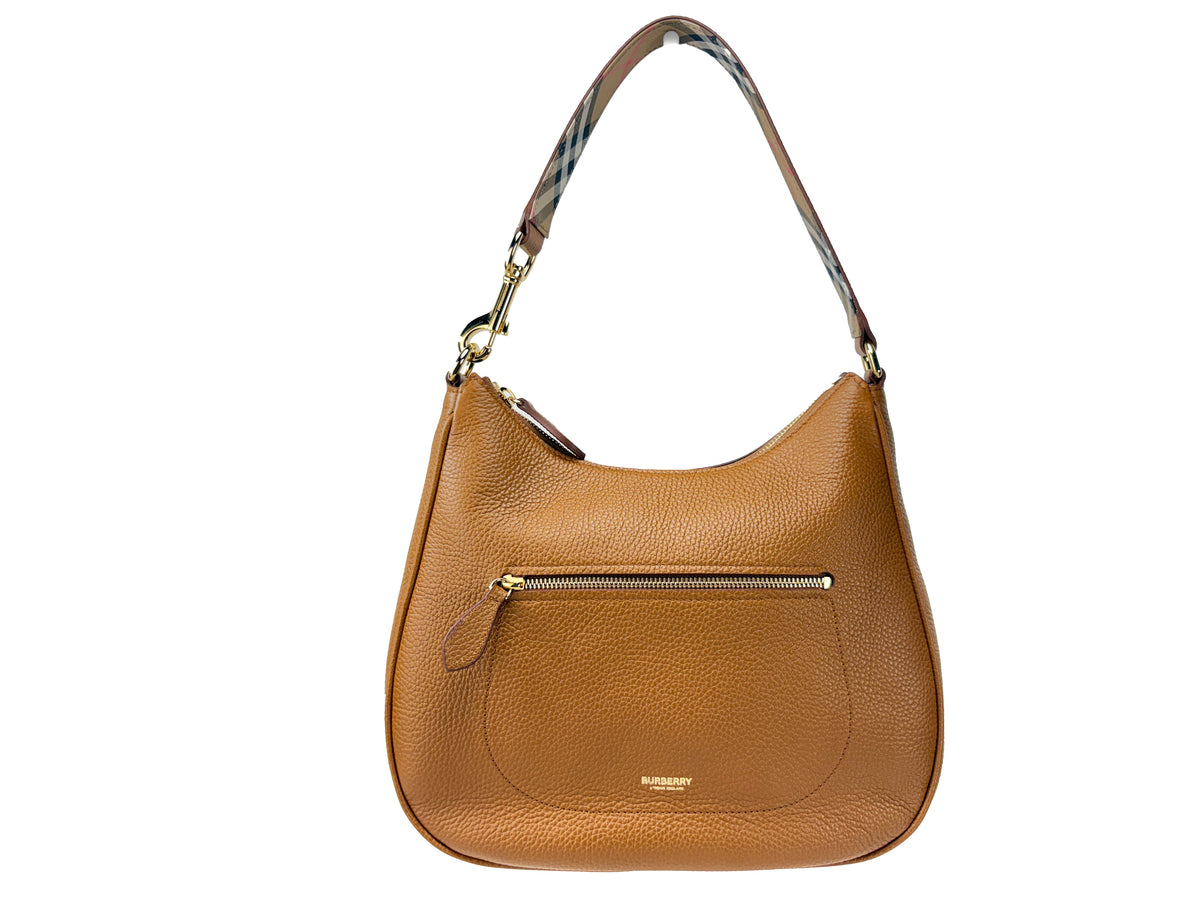 Burberry Hobo Leather Large Shoulder Bag