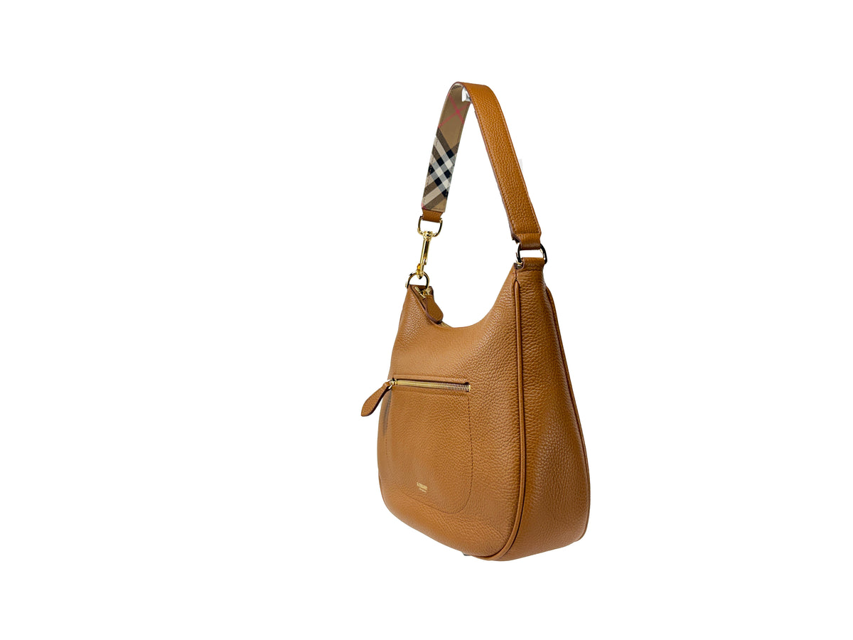 Burberry Hobo Leather Large Shoulder Bag