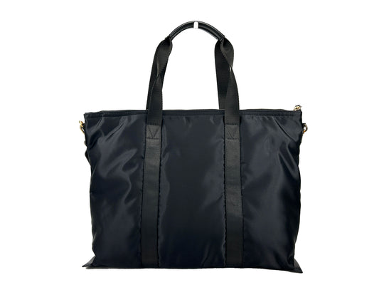 Versace Black Nylon Fabric La Medusa Shoulder Tote Bag