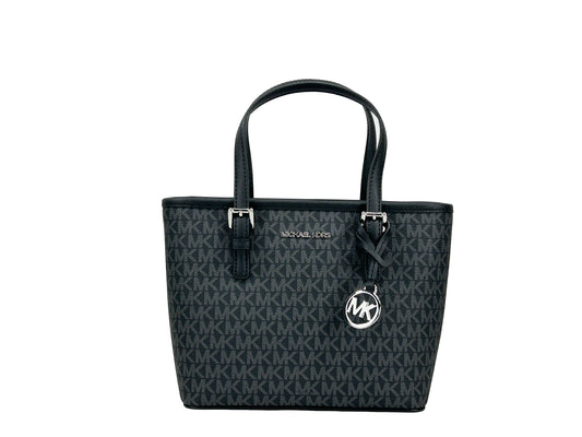 Michael Kors Jet Set Black Signature XS Carryall Tote Bag