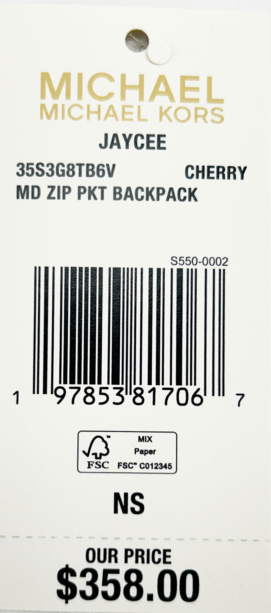 Michael Kors Jaycee Medium Cherry Signature PVC Backpack