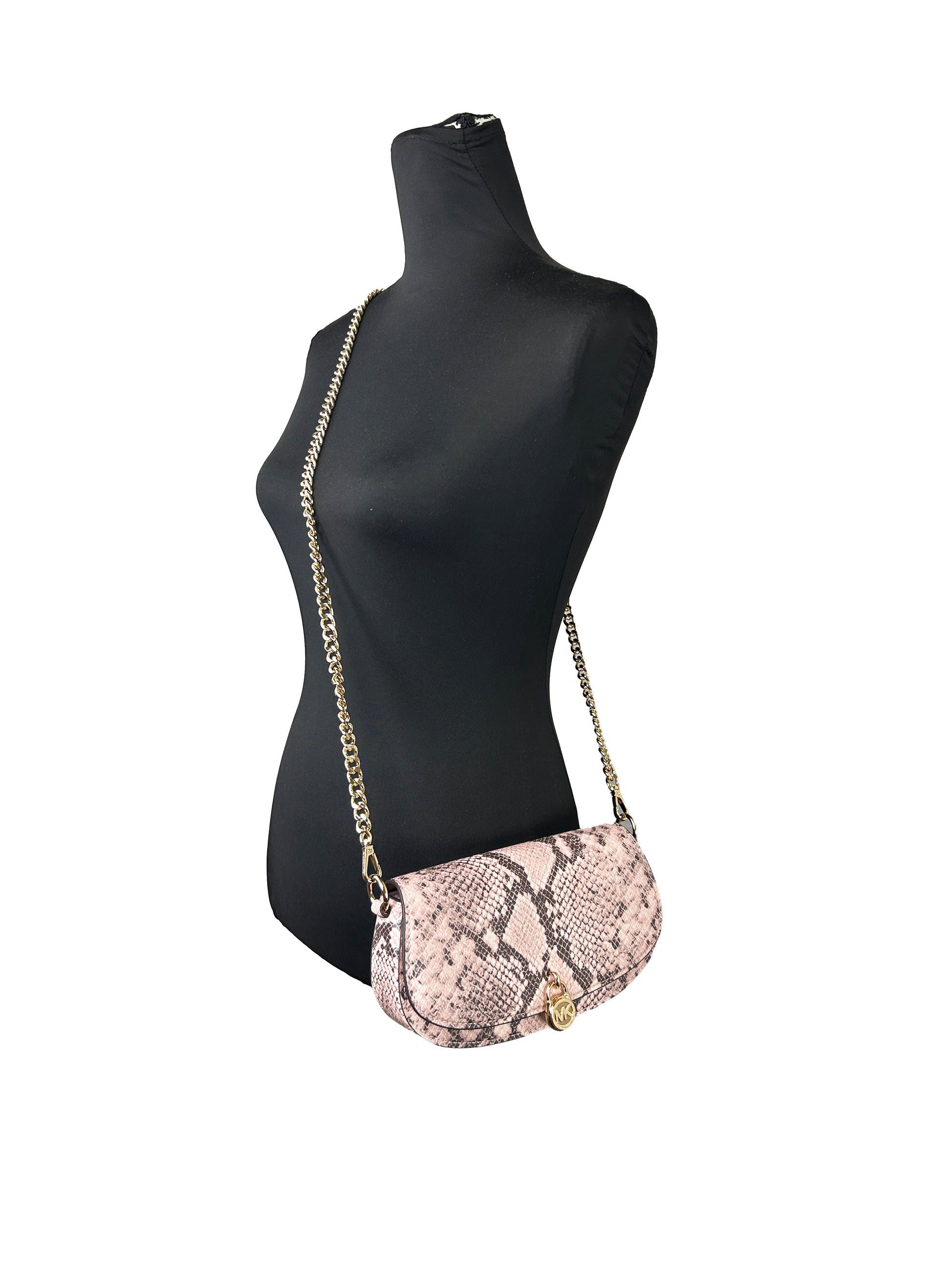 Michael Kors Mila Small Snakeskin Messenger Crossbody Bag