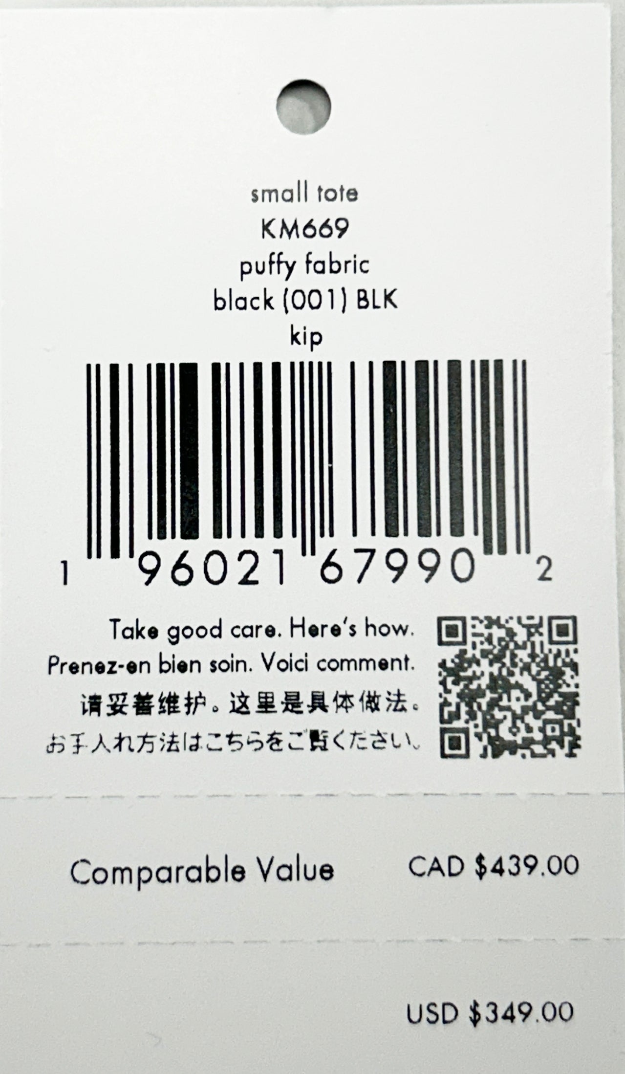 Kate Spade Puffy Kip Small Tote Crossbody Bag