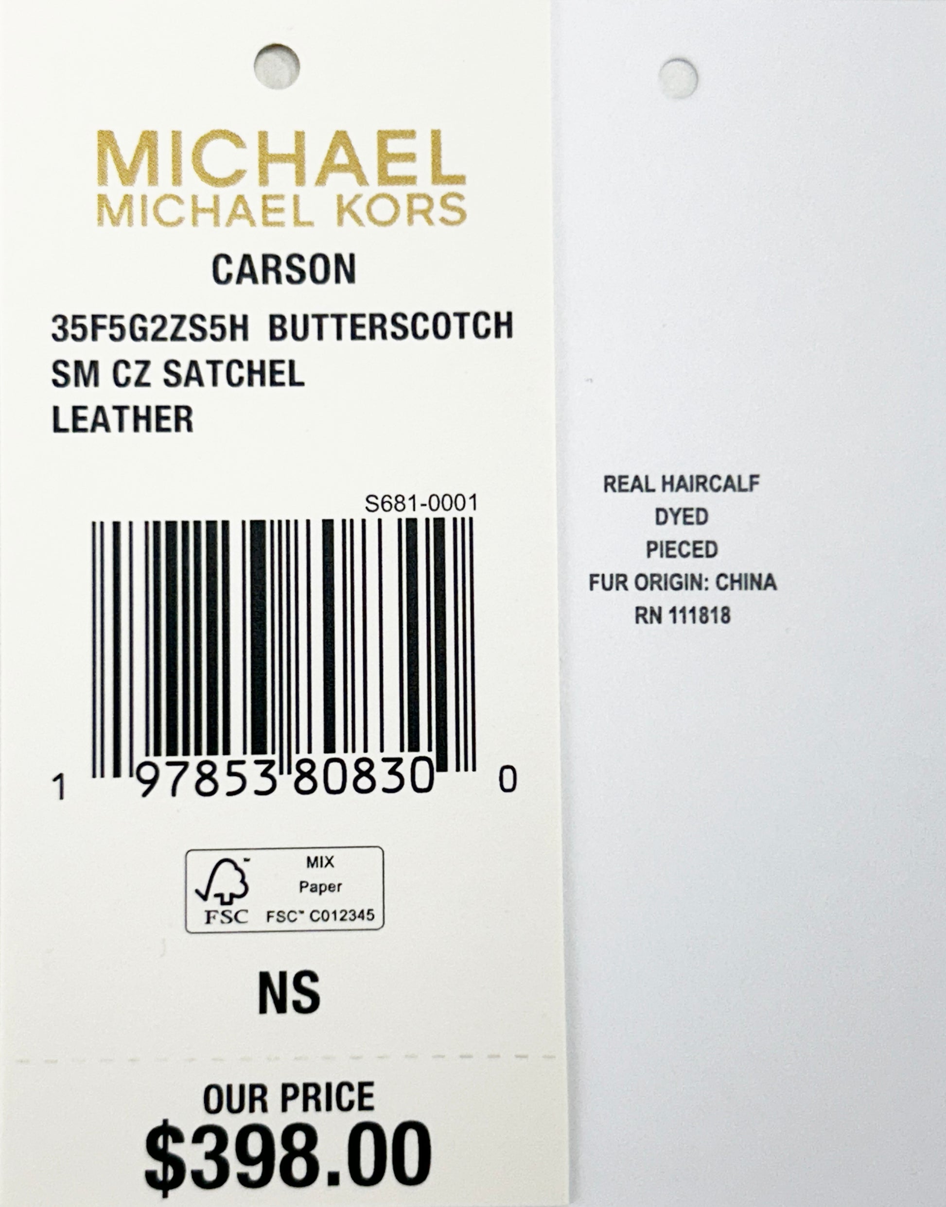 Michael Kors Carson Exotic Small Satchel Bag Crossbody