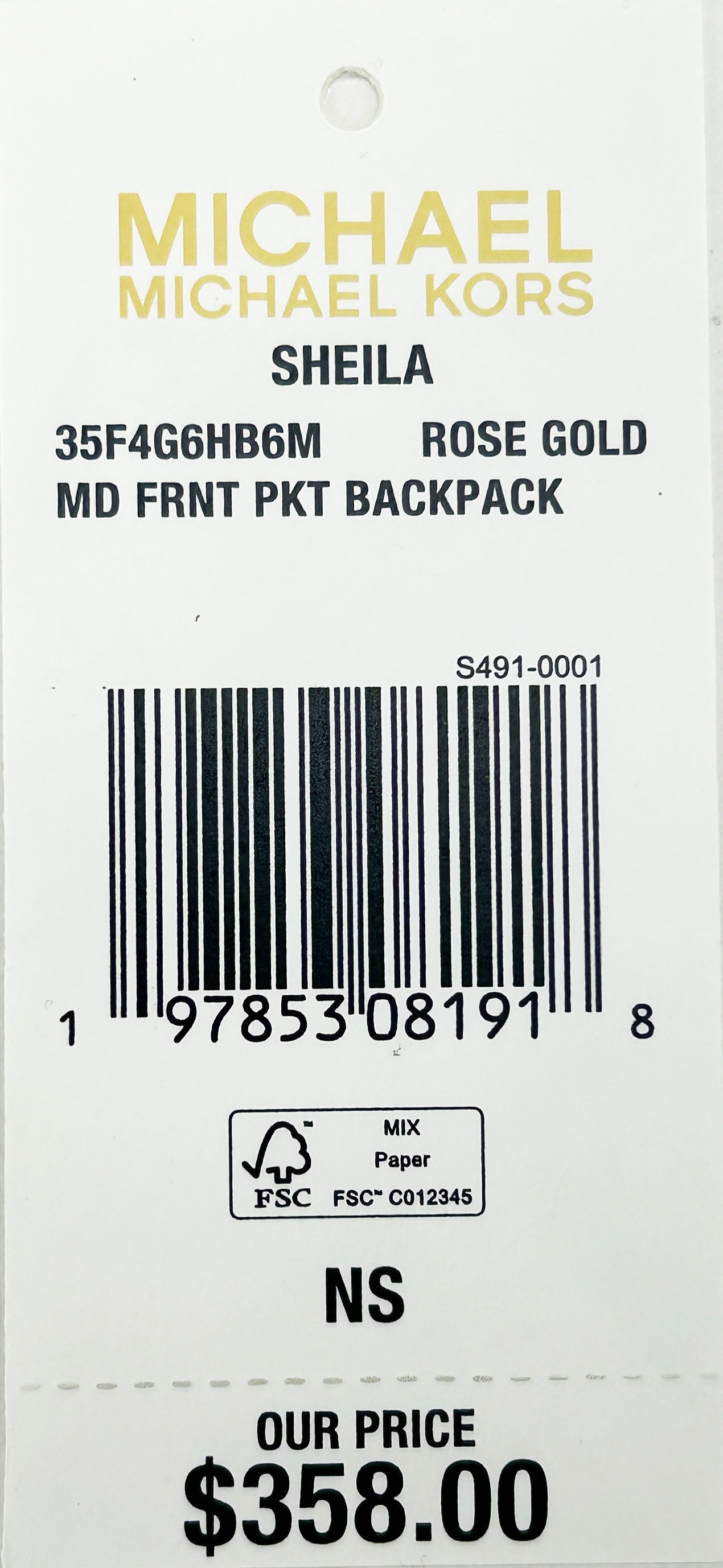 Michael Kors Sheila Medium PVC Backpack Bookbag