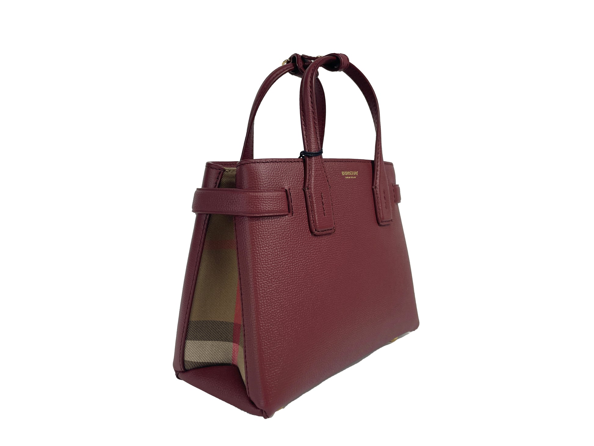 Burberry Banner Small Crimson Leather Tote Bag