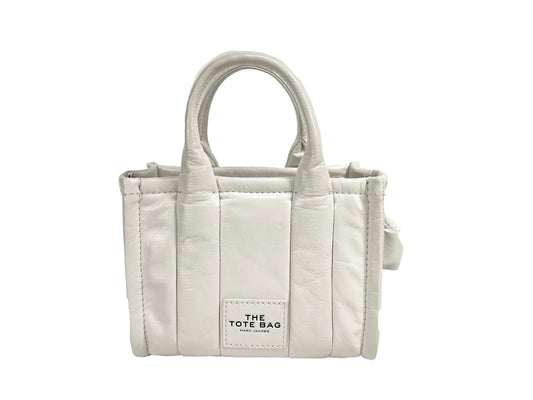 Marc Jacobs The Shiny Crinkle Micro Tote White Leather Crossbody