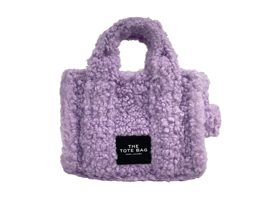 Marc Jacobs The Tote Bag Teddy Micro Lilac Sherpa Crossbody Bag