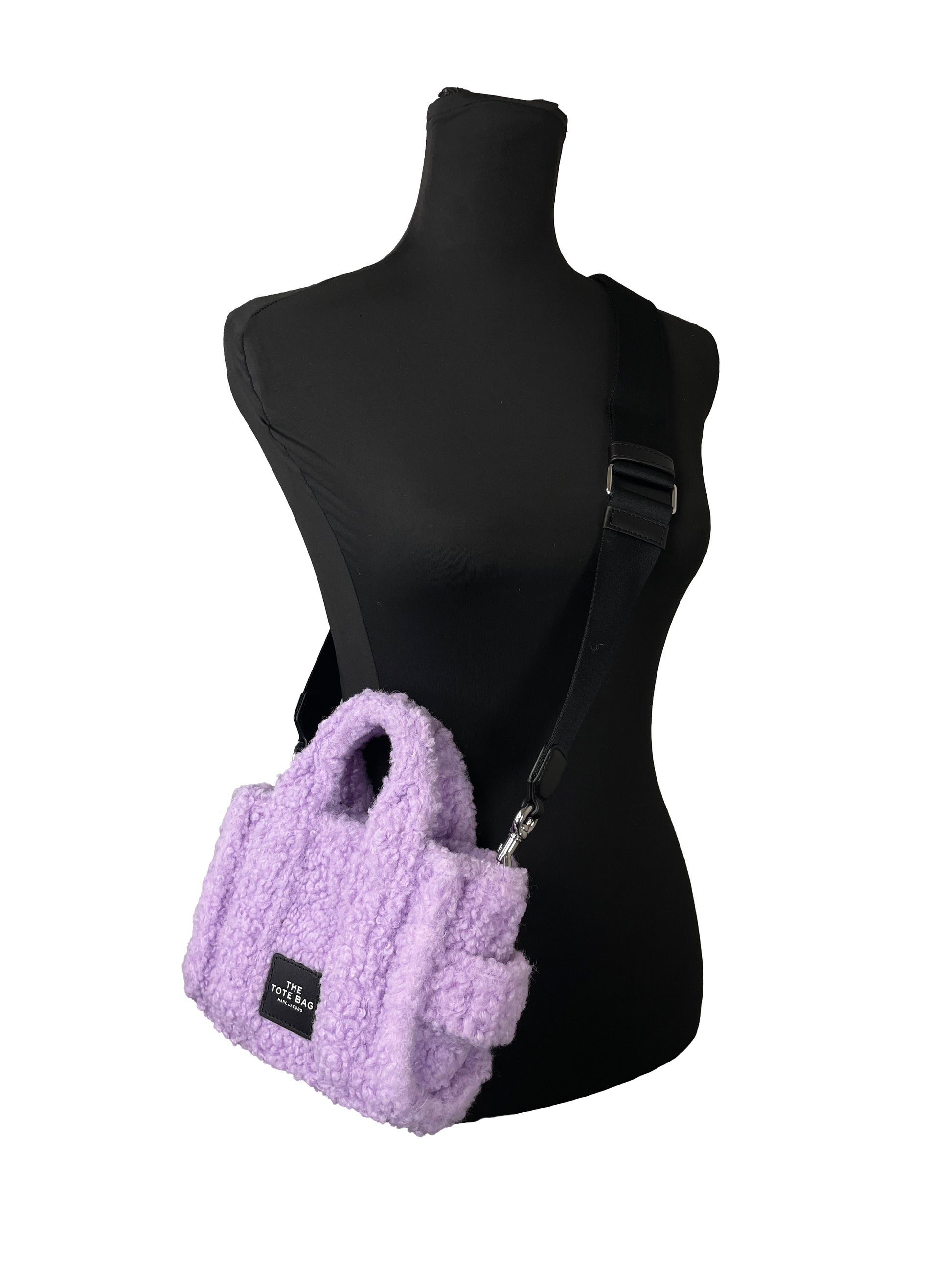 Marc Jacobs The Tote Bag Teddy Micro Lilac Sherpa Crossbody Bag