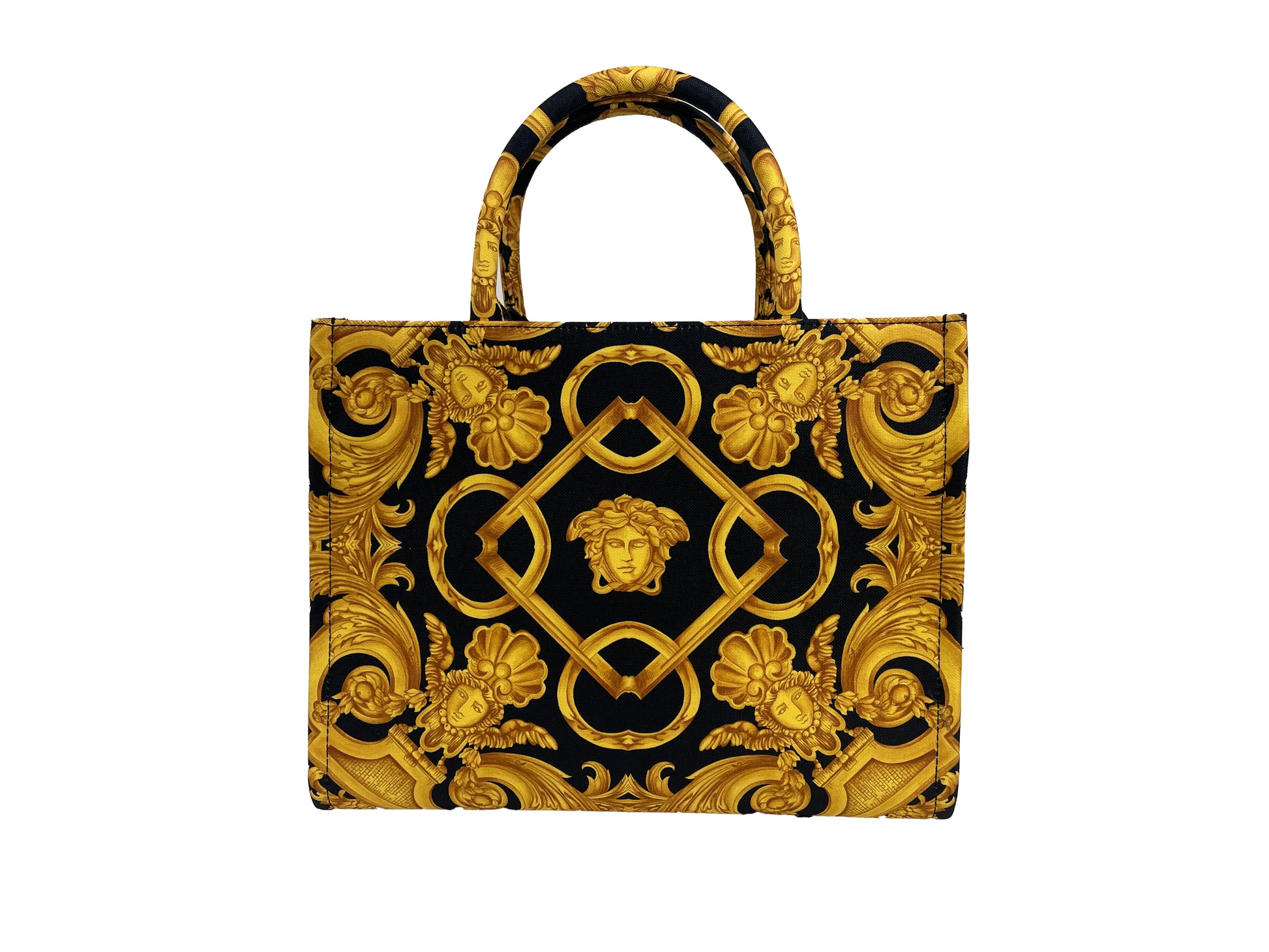 Versace Medusa Baroque Small Fabric Canvas Tote Bag