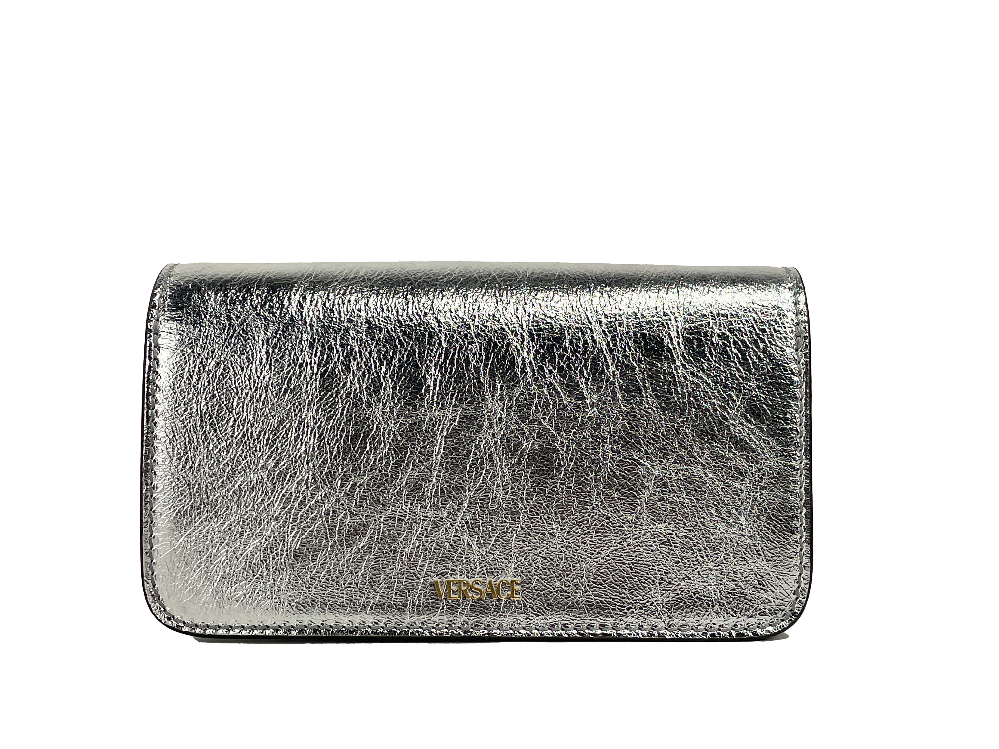 財布・小物その他 Versace Wallet On Chain - Leather - Silver Versace Metallic Gold Leather Medusa Chain Wallet Bag - 143D1A