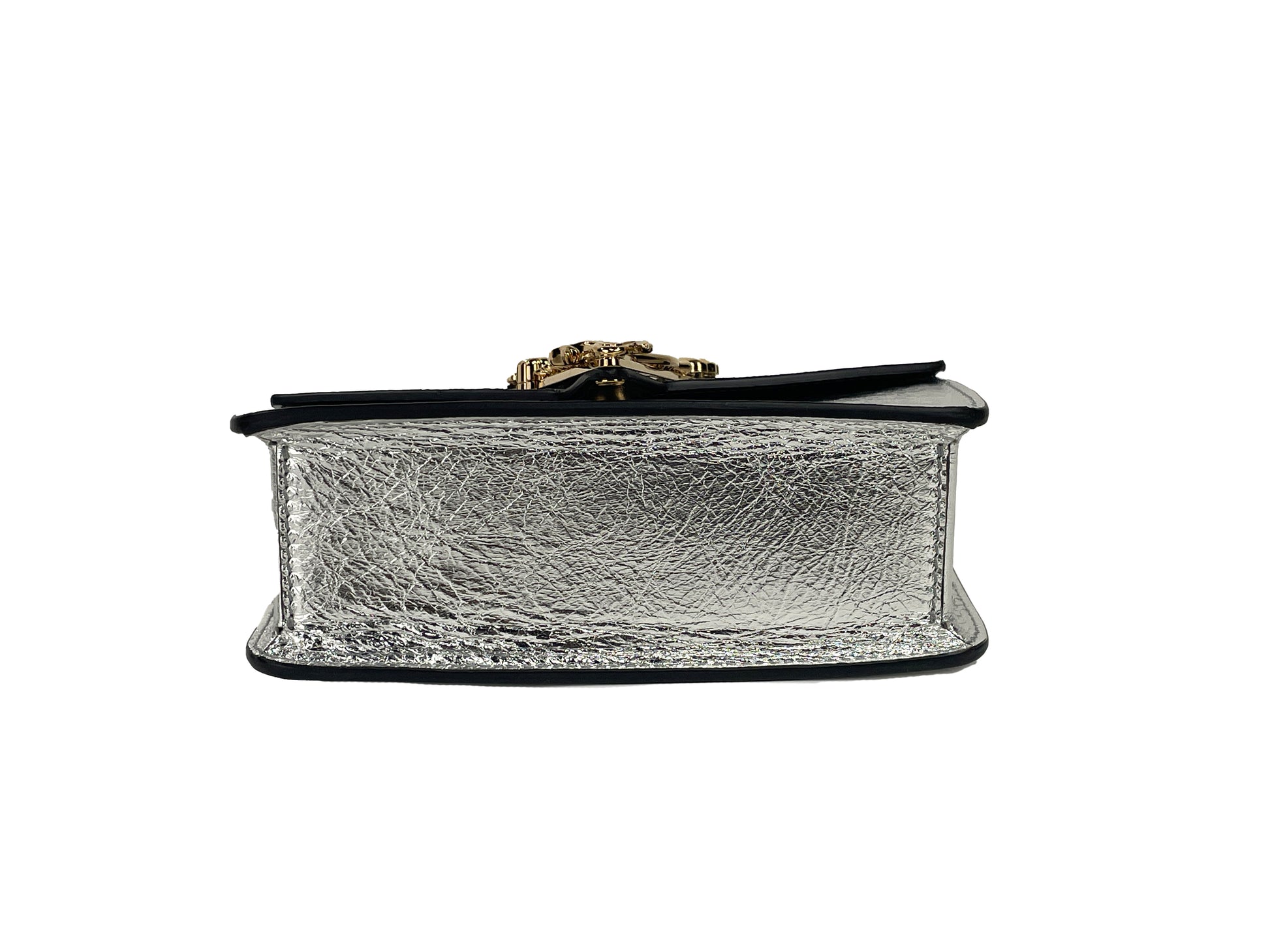 Versace Virtus Leather Silver Mini Chain Crossbody Bag