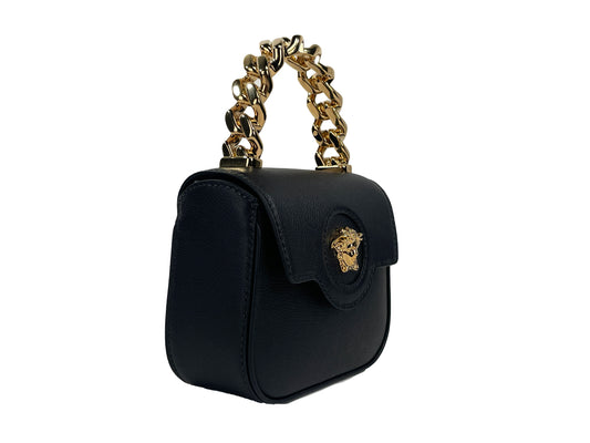 Versace Medusa Leather Black Mini Top Handle Crossbody Bag