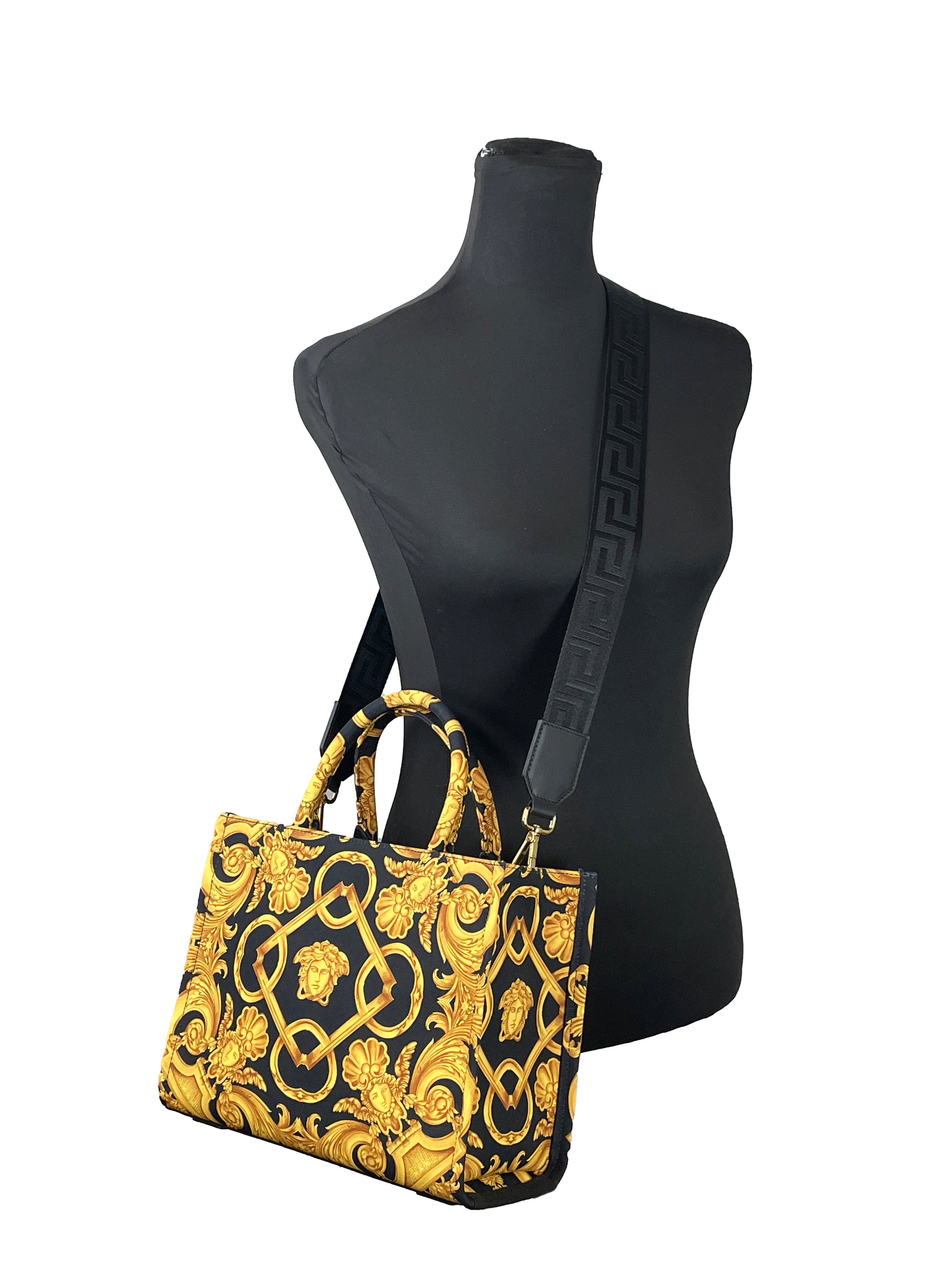 Versace Medusa Baroque Small Fabric Canvas Tote Bag