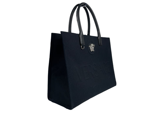 Versace Medusa Black Canvas Large Tote Bag