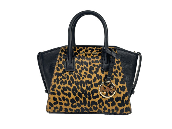 Michael Kors Avril XS Black Cheetah Satchel Crossbody