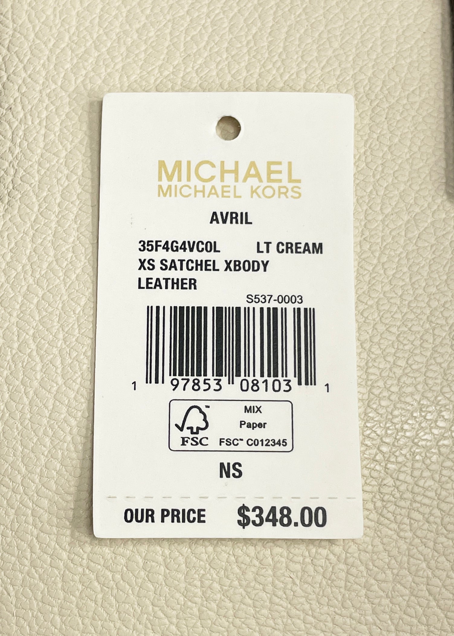 Michael Kors Avril XS Cream Satchel Crossbody Bag Purse