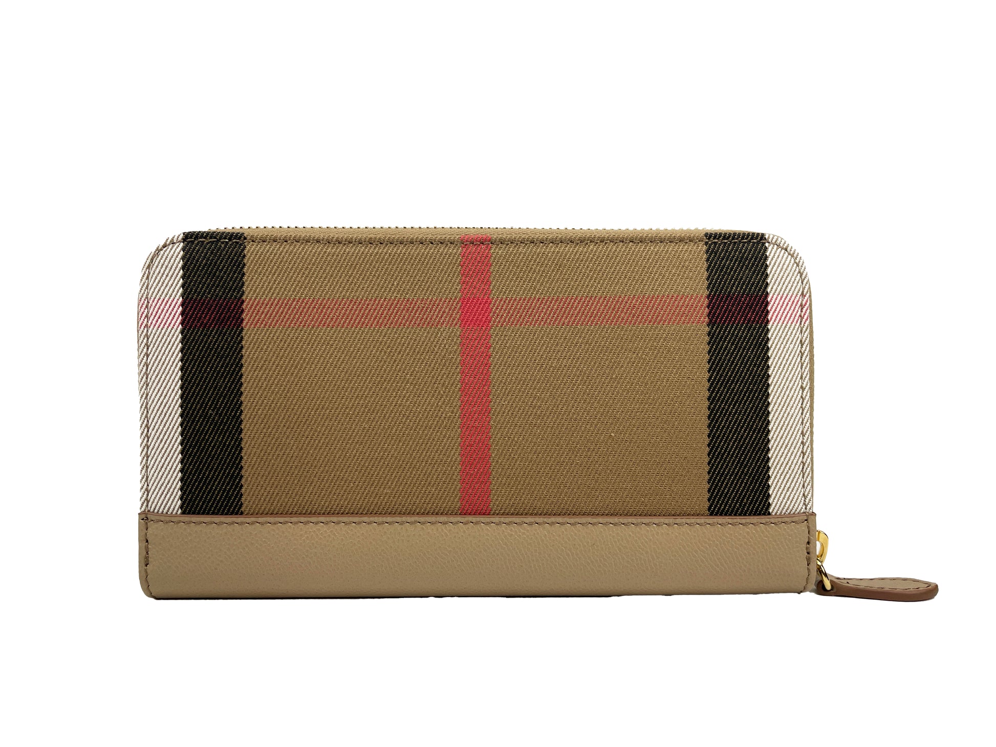 Burberry Check Large Zip Around Wallet