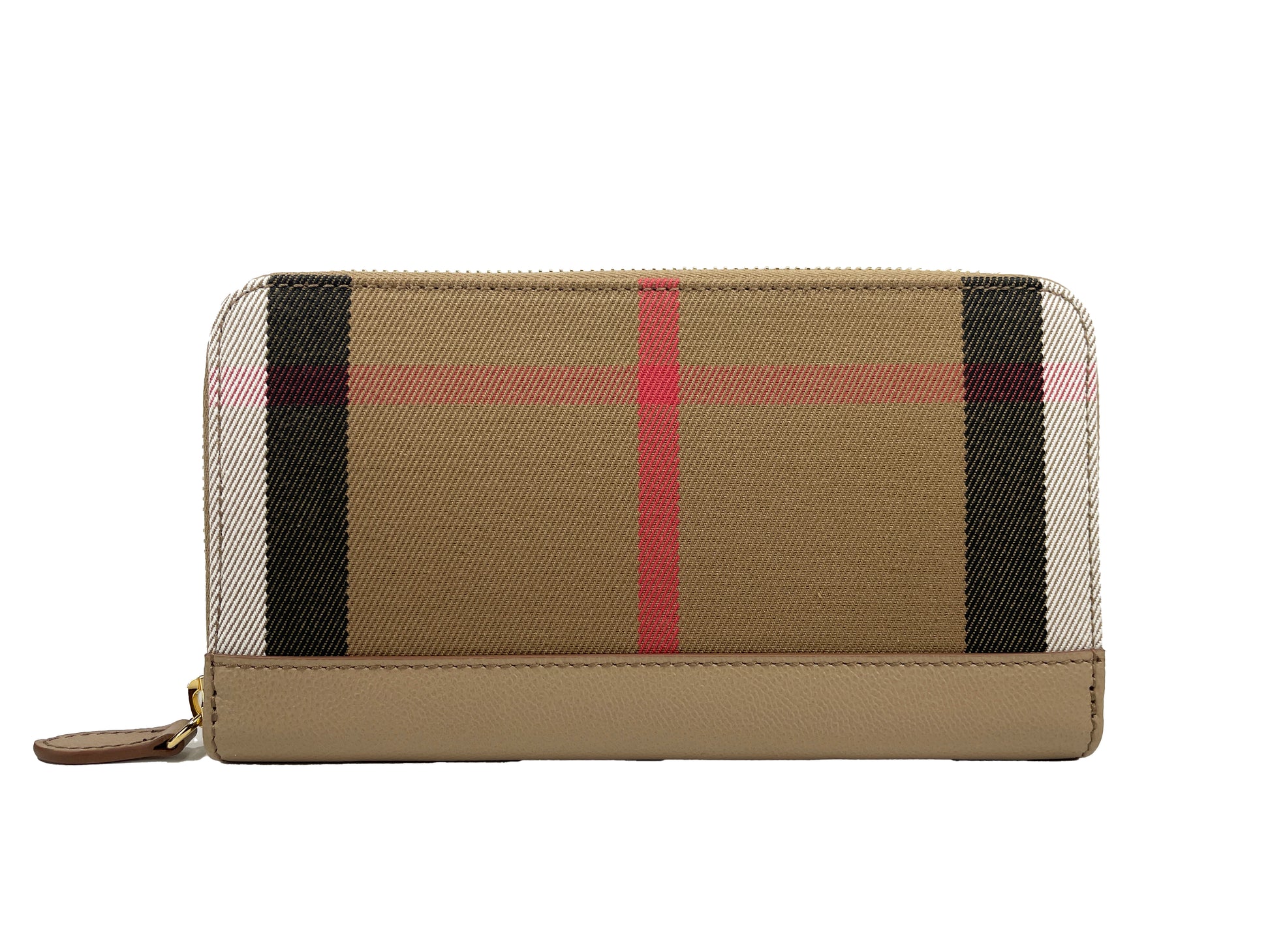 Burberry Check Large Zip Around Wallet