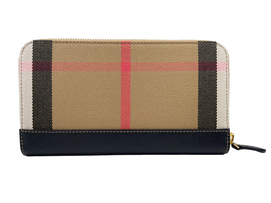 Burberry Check Large Zip Around Wallet