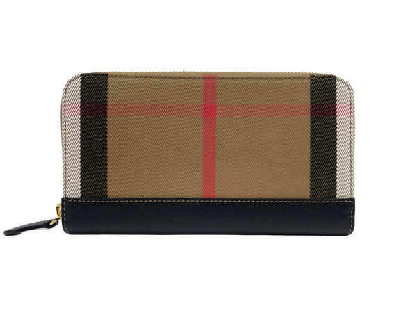 Burberry Check Large Zip Around Wallet