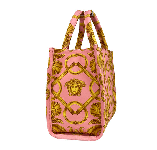 Versace Medusa Baroque Small Fabric Canvas Tote Bag