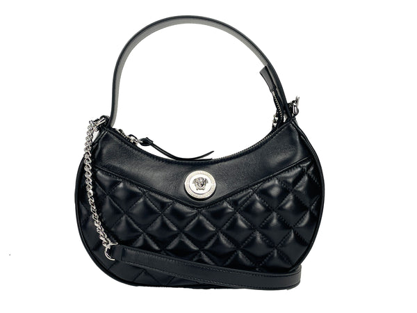 Versace Medusa Quilted Leather Half Moon Crossbody Bag