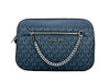 Michael Kors Jet Set East West Navy Leather Zip Chain Crossbody Bag