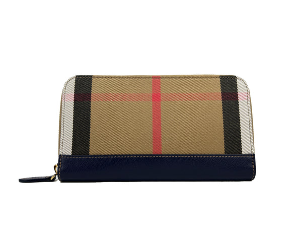 Burberry Check Large Zip Around Wallet