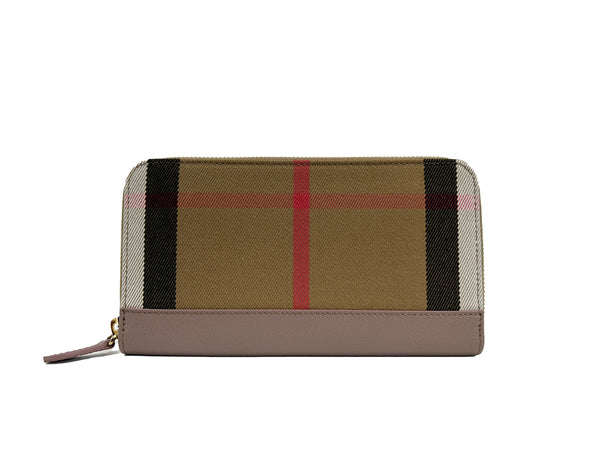 Burberry Check Large Zip Around Wallet