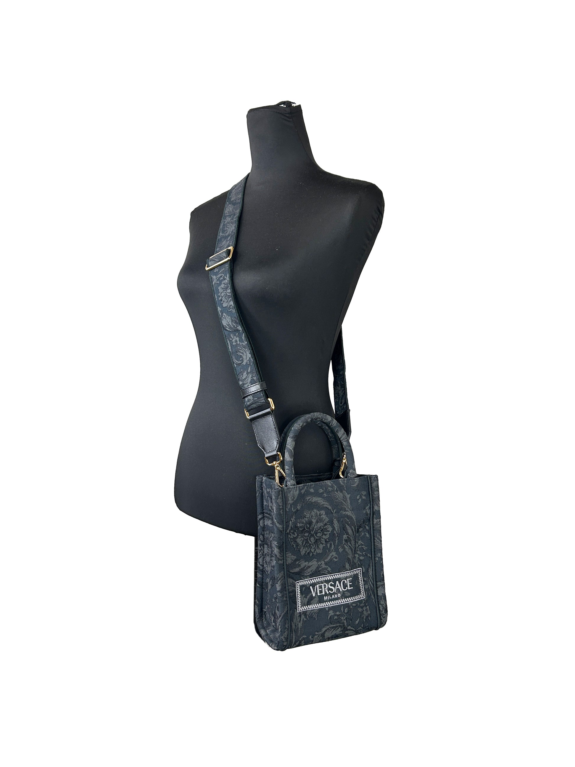 Versace Athena Barocco Mini Top Handle Tote Crossbody Bag
