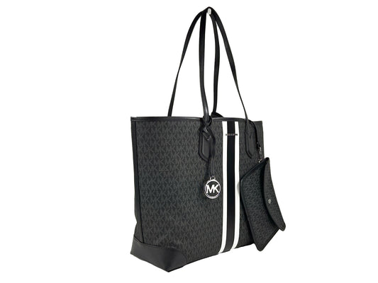 Michael Kors Eva Large Stripe Travel Tote Bag Plus Pouch