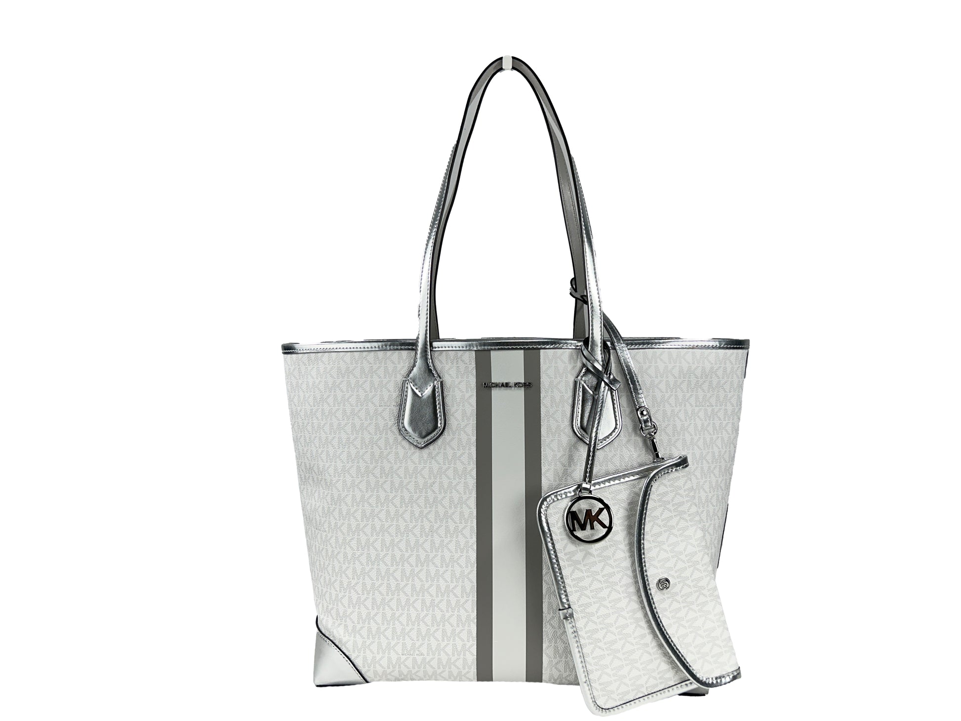 Michael Kors Eva Large Stripe Travel Tote Bag Plus Pouch