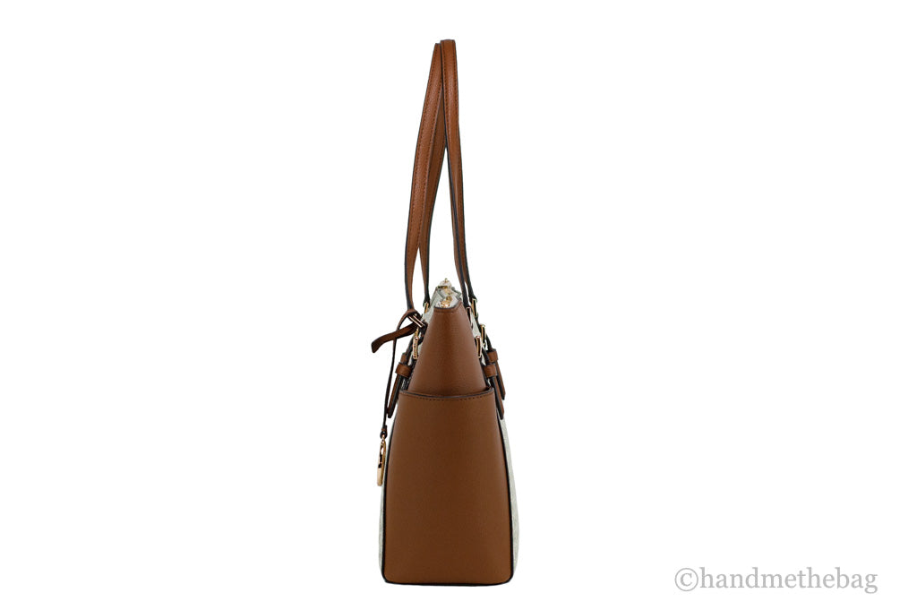 Michael Kors Charlotte Large Leather Top Zip Tote Bag Purse