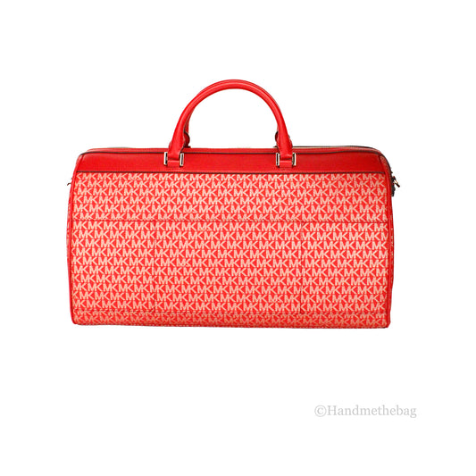Michael Kors Travel XL Bright Red Top Zip Duffle Bag
