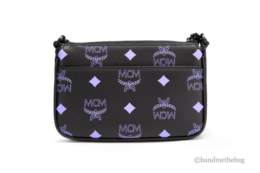 mcm color splash dahlia purple pouch crossbody back on white background