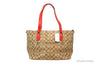 coach khaki electric red gallery tote back on white background