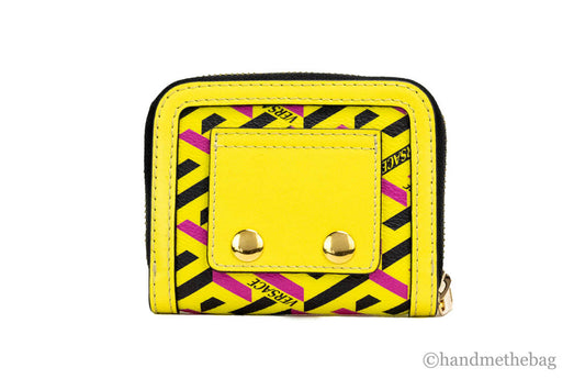 versace la greca yellow coin wallet back on white background