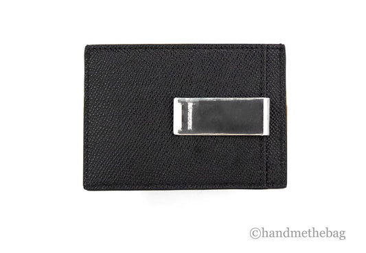 Burberry House Check Chase Black Grainy Leather Money Clip Card