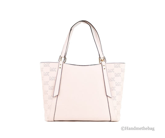 michael kors arlo large powder blush tomb tote back on white background