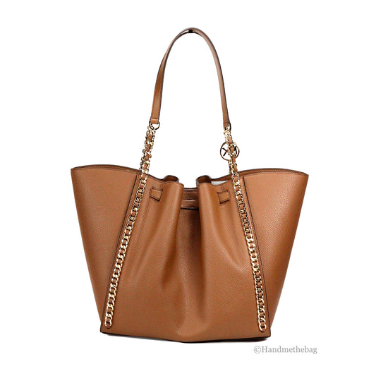 Michael Kors Mina Large Luggage Leather Belted Chain Tote