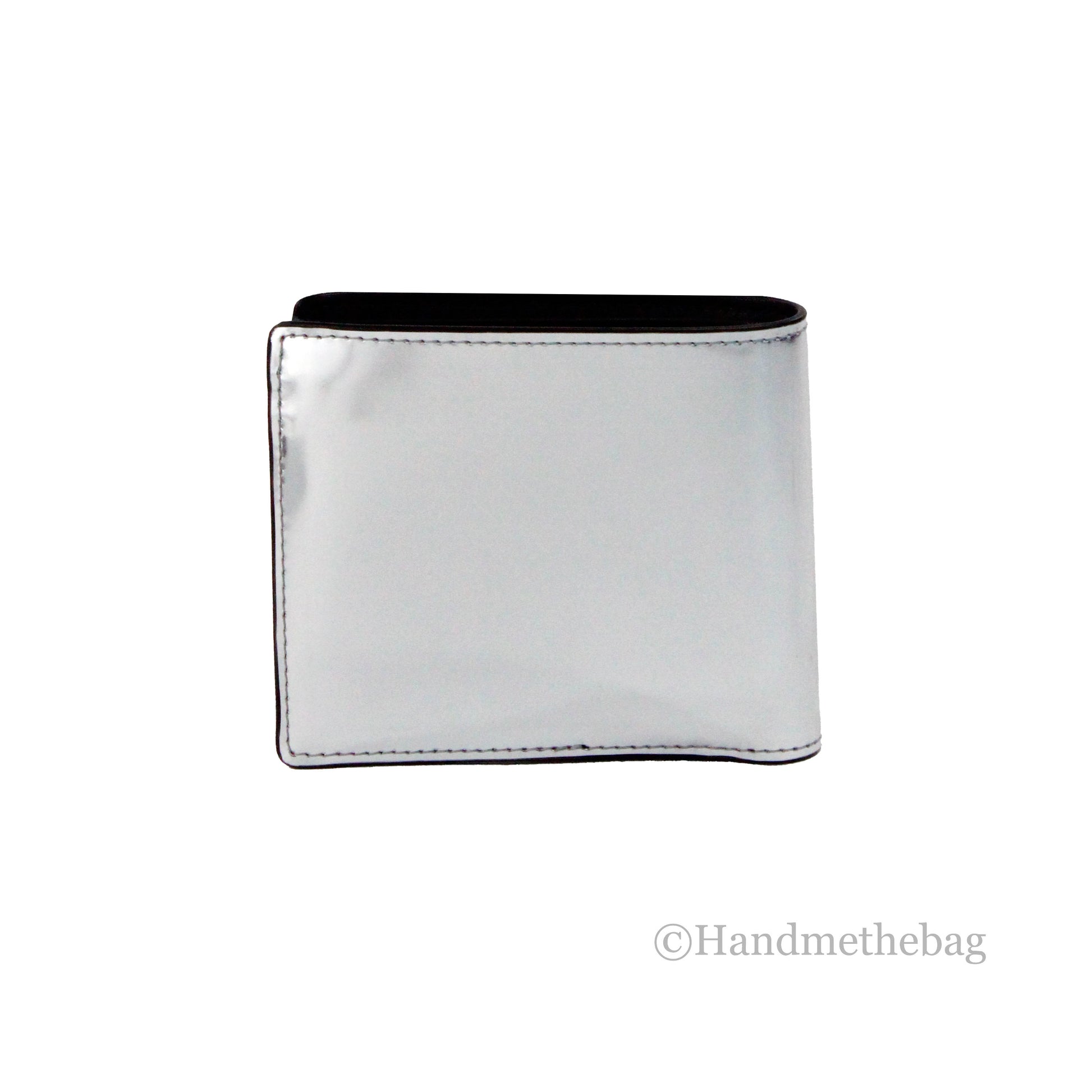 Versace La Medusa Silver Metallic Smooth Leather Bifold Wallet