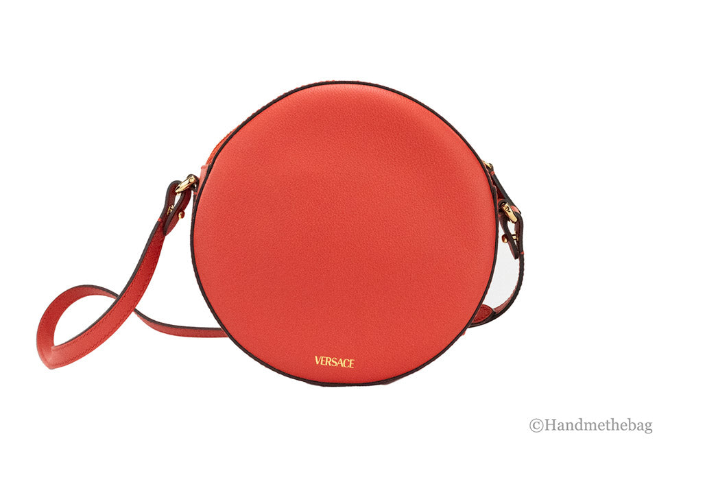 versace disco round red crossbody back on white background