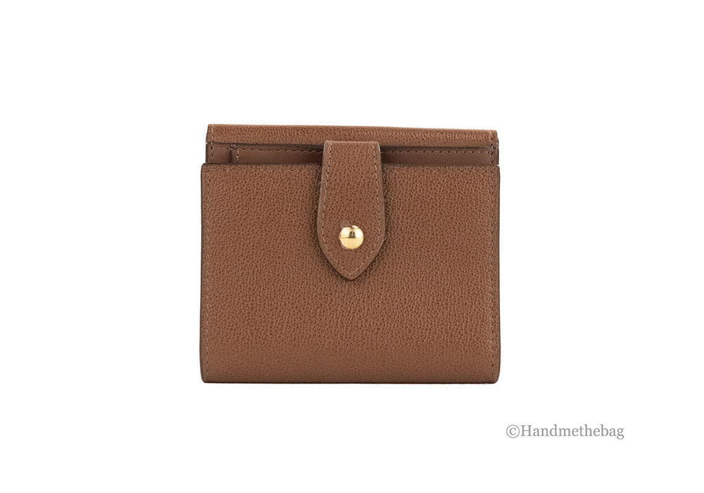 Burberry Luna Tan Grained Leather Small Coin Pouch Snap Wallet