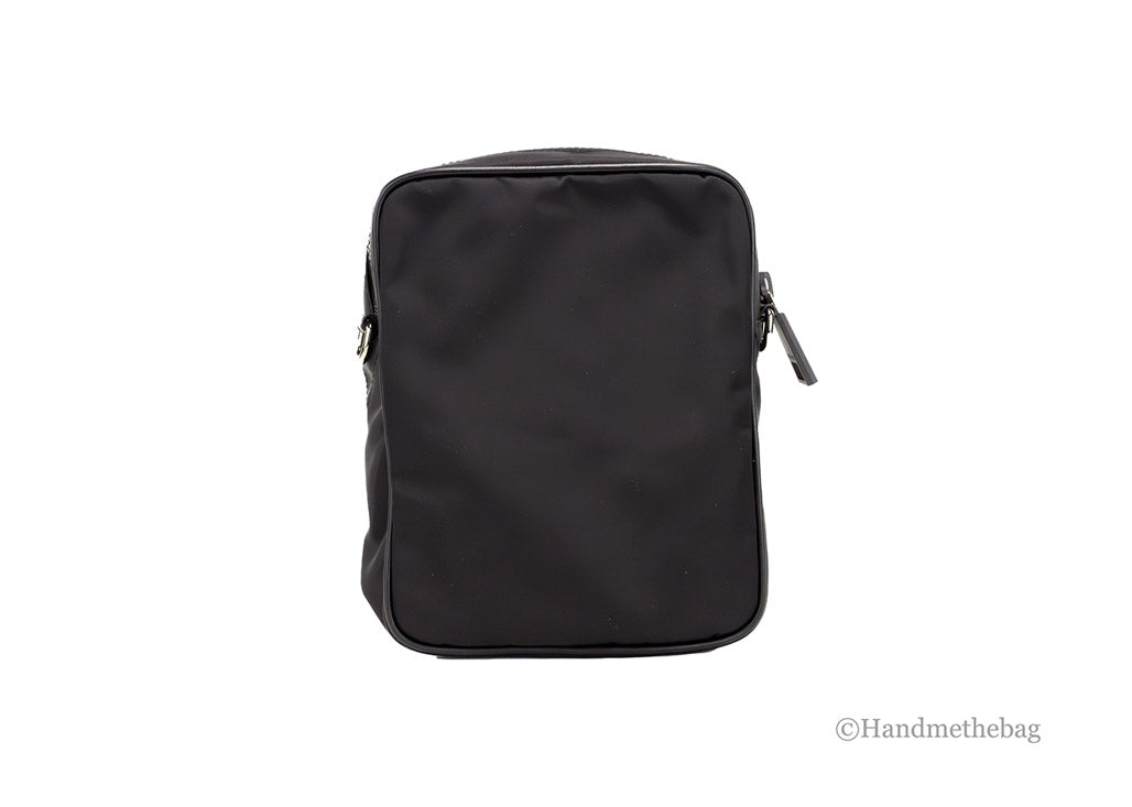 versace black nylon crossbody back on white background