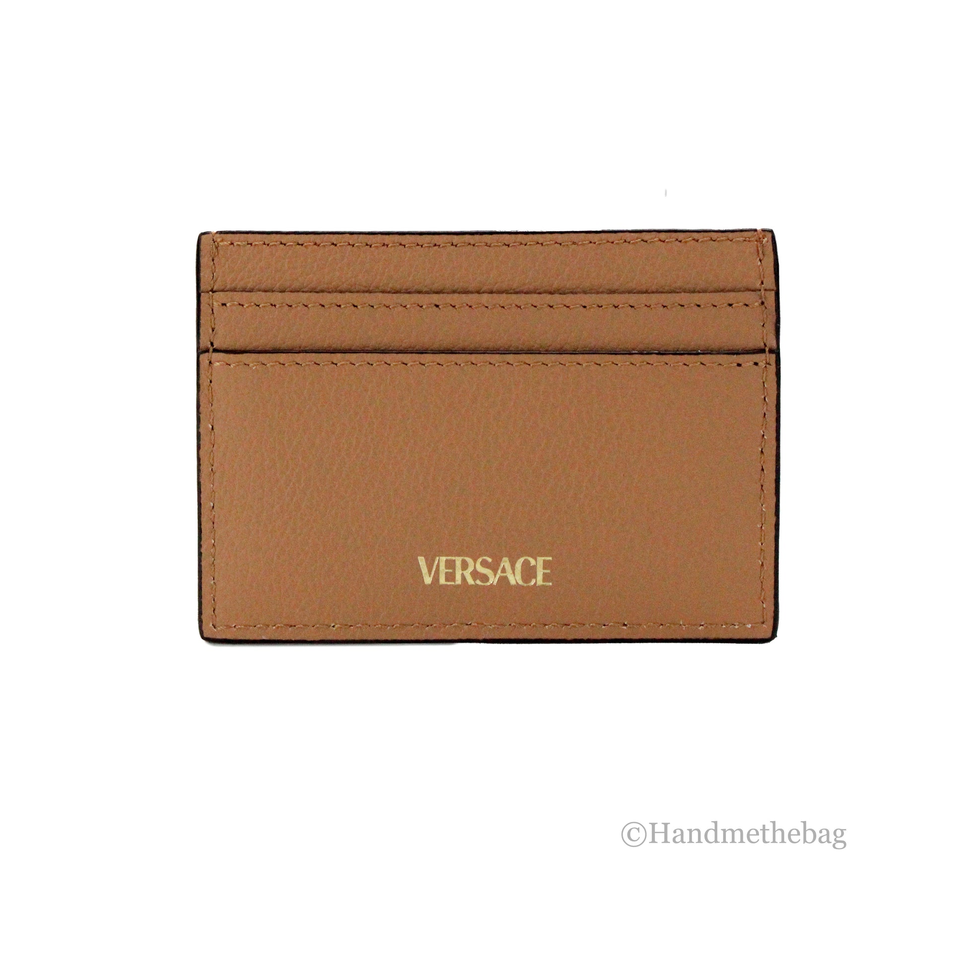 Versace Mini Medusa Brown Grainy Leather Card Case