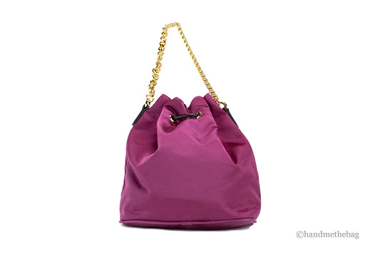 Versace Small Dahlia Nylon Fabric Medusa Pendant Bucket Chain Crossbody Handbag